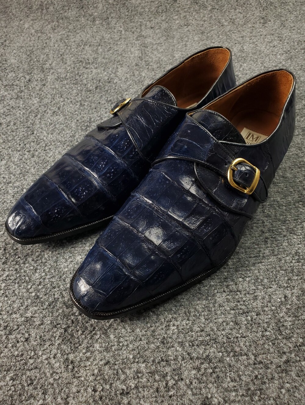 Michele Loisi Alligator Leather Monk Strap Exotic Skin Shoes 14 Italy Luxury